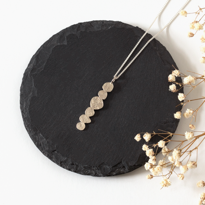 Long Vertical Textured Disc Necklace