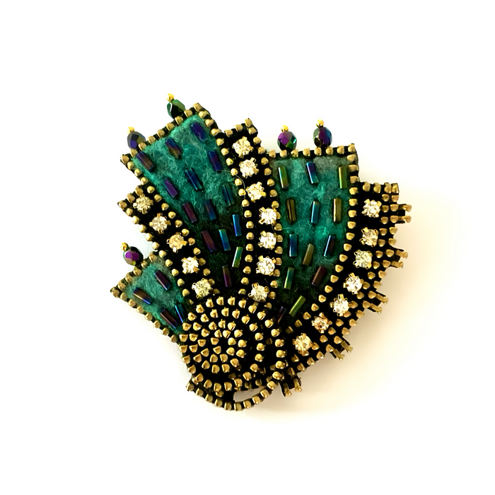 Abstract Fan Brooch With Zipper Swirl