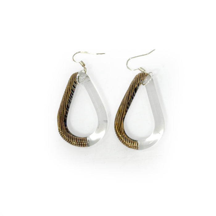 Glass Earrings Clear Bronze Pattern