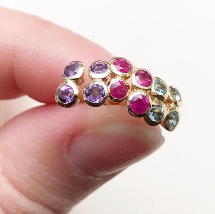 Ear single, 14K amethyst stud