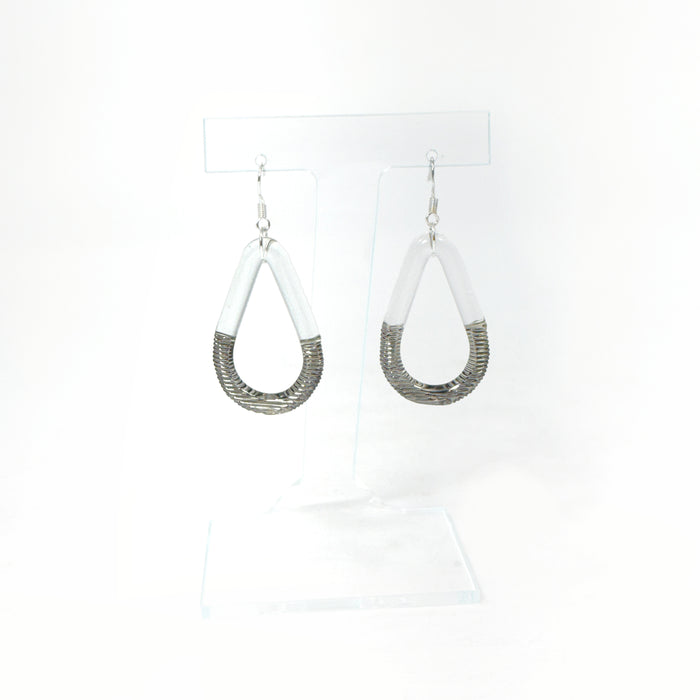 Glass Earrings Clear Silver Pattern