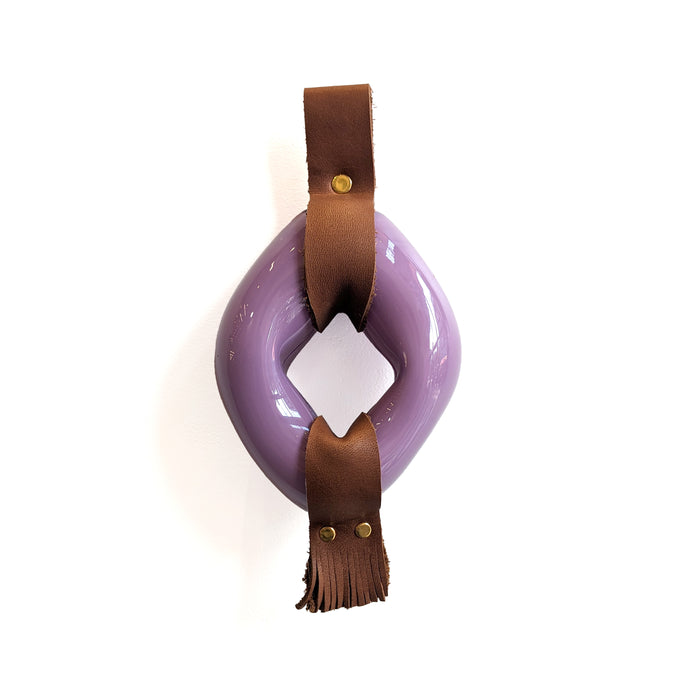 Small Glass & Leather Wall Hanging