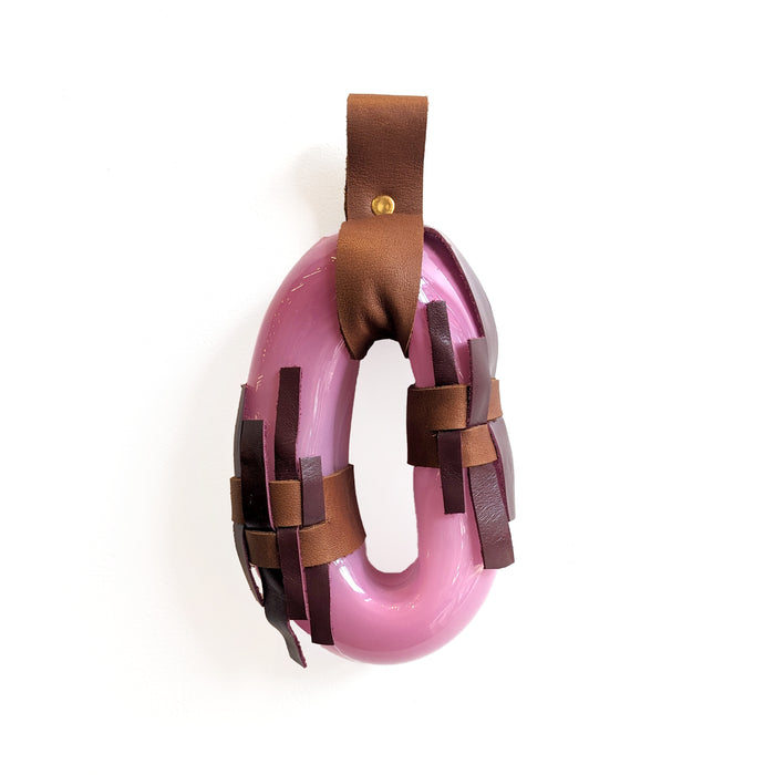 Small Glass & Leather Wall Hanging