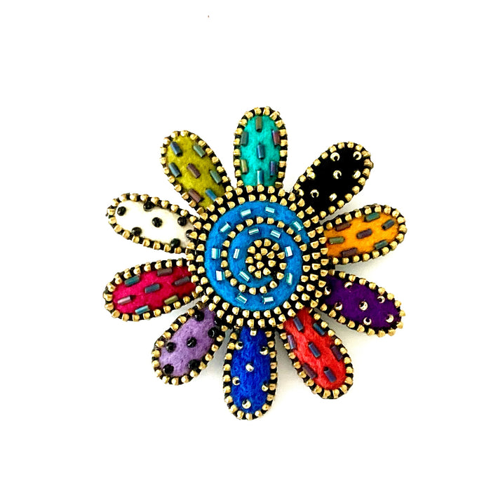 Multi-Coloured Daisy Brooch