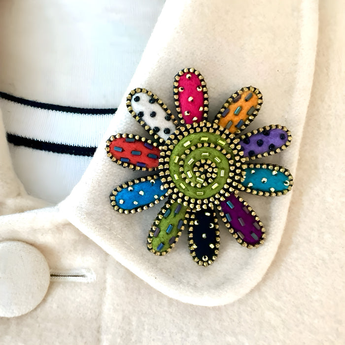 Multi-Coloured Daisy Brooch
