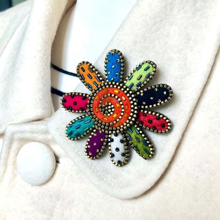 Multi-Coloured Daisy Brooch