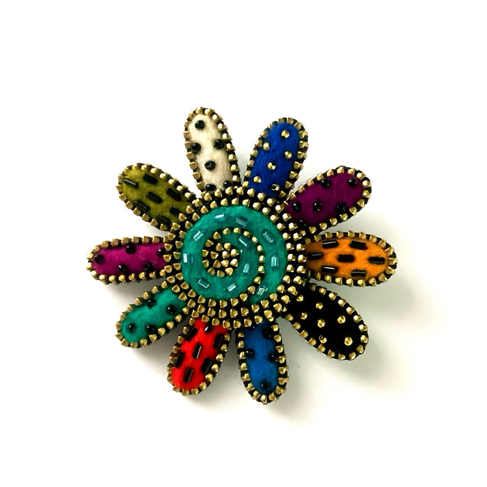Multi-Coloured Daisy Brooch