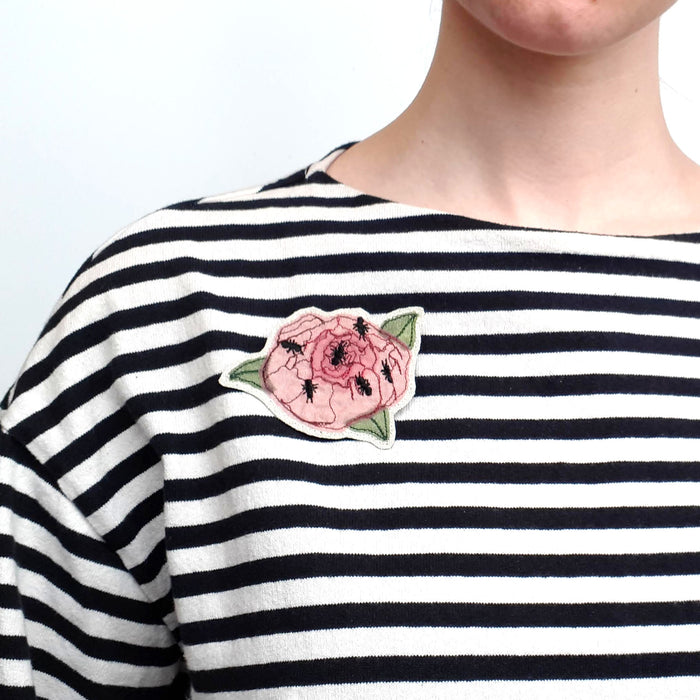 Embroidered Peony Brooch