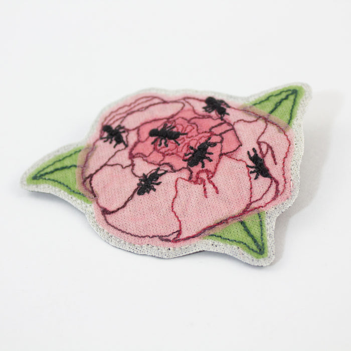 Embroidered Peony Brooch