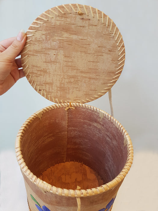 Purple Flower Birch Basket