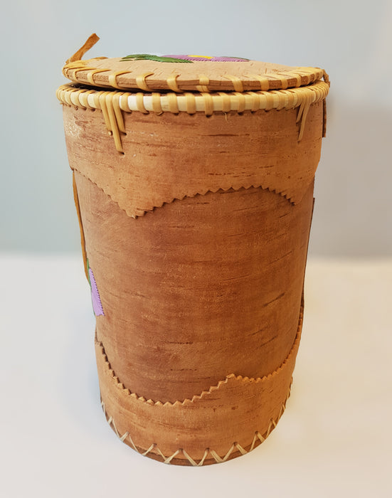 Purple Flower Oval Birch Basket