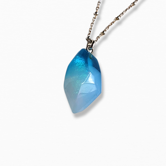 Faceted Crystal Pendant with Silver Chain