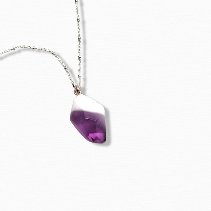 Faceted Crystal Pendant with Silver Chain