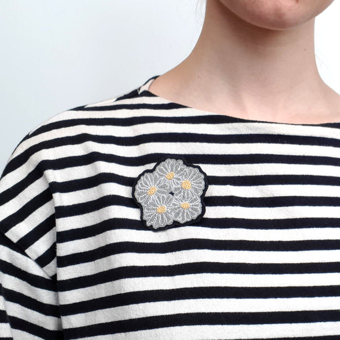 Embroidered Daisies Brooch