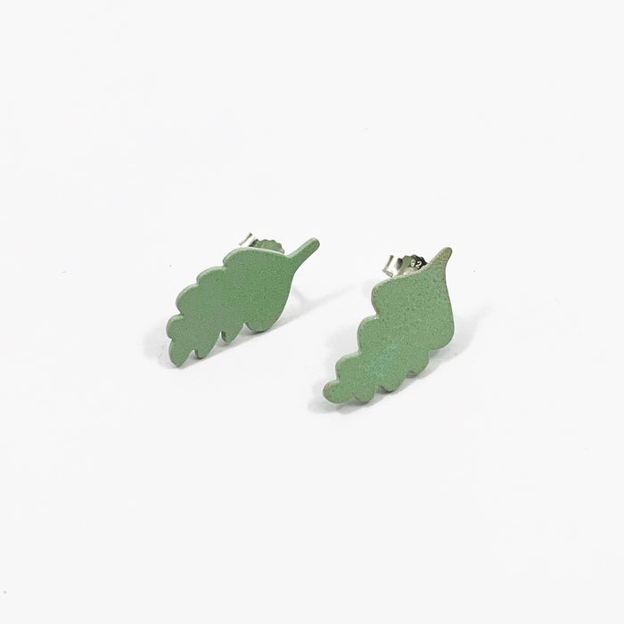 Green Leaf Stud Earrings